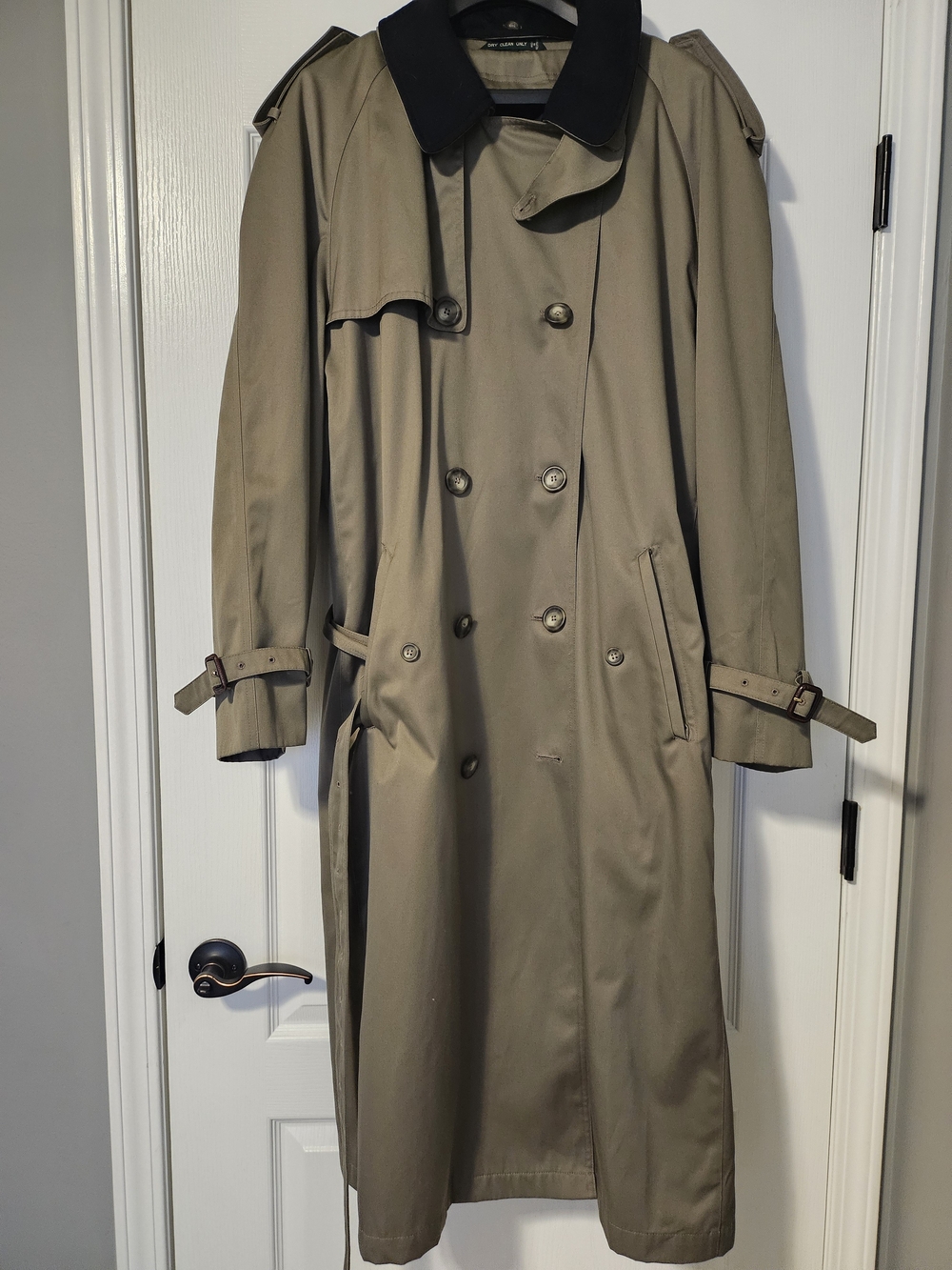 Ralph Lauren Khaki Trench Coat with Black Contrast Collar